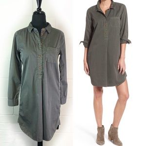 Madewell Olive Green Garment Dye Cotton Tunic Shirt Dress